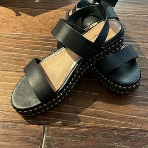 Rampage Studded Sandal They have a few creases in the leather and flaws see pics